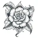 flower with breast cancer heart tattoo design idea