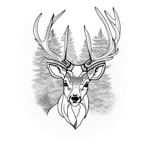 deer in forest  tattoo design idea