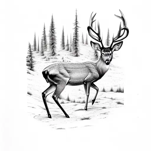 deer in forest  tattoo design idea