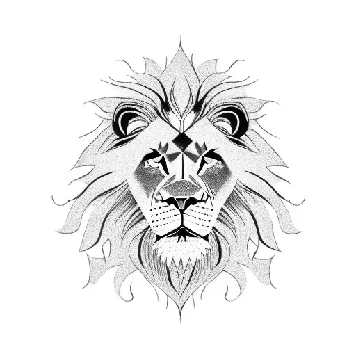 A fierce lion standing in front of a medieval castle tattoo design idea