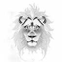 A fierce lion standing in front of a medieval castle tattoo design idea