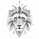 A fierce lion standing in front of a medieval castle tattoo design idea