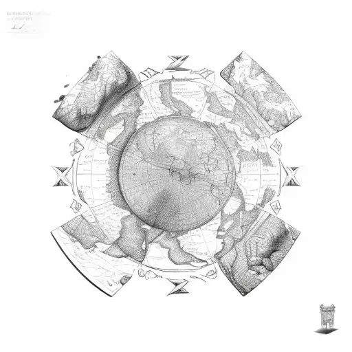 old world map as a puzzle tattoo design idea