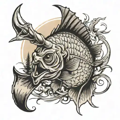 outdoor hunting fishing tattoo design idea