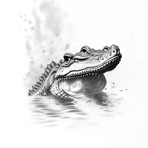 crocodile swimming tattoo design idea