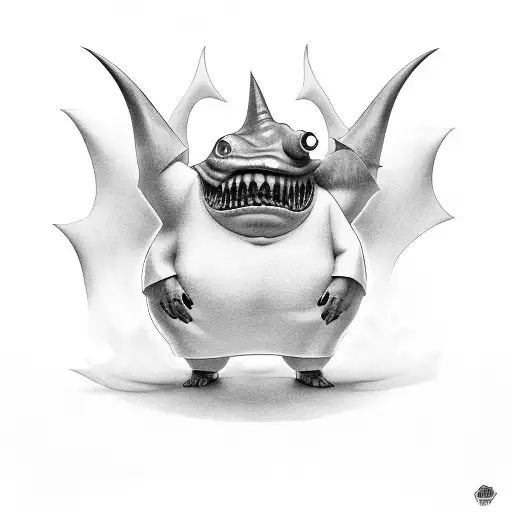 gengar coming out of a shadow tattoo design idea