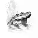 crocodile swimming tattoo design idea