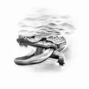 crocodile swimming tattoo design idea
