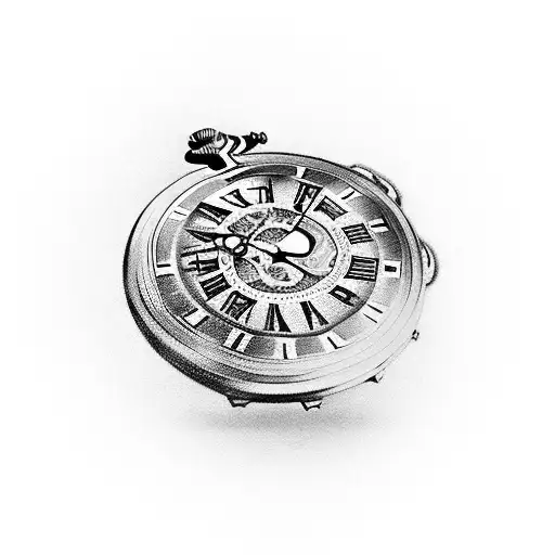 Concept: Punk Rock Timepiece  Clock:  The central element of the tattoo is a vintage pocket watch or a clock face with R tattoo design idea