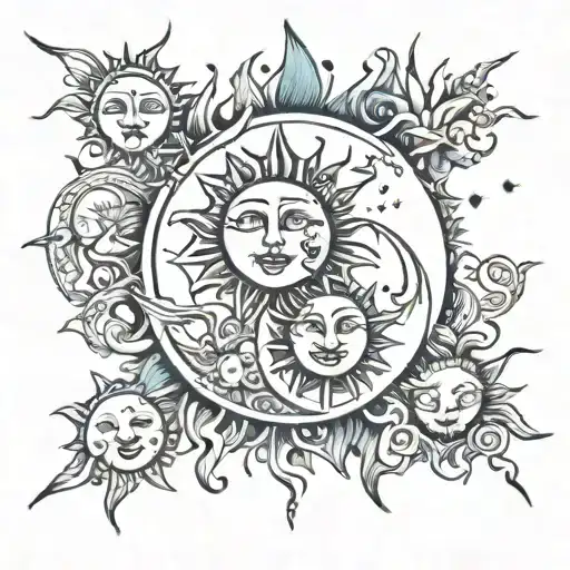 life love sun moon family balance tattoo design idea