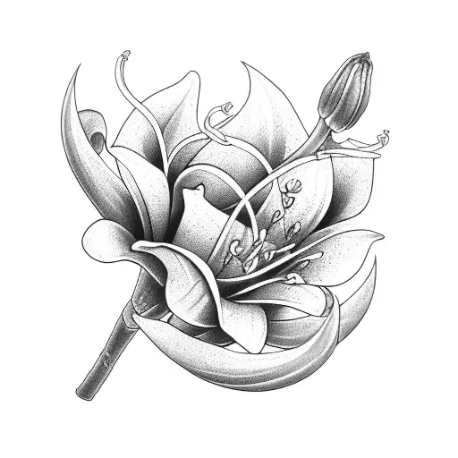 lily and rose tattoo design idea