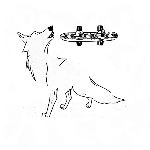 a wolf on a skateboard tattoo design idea