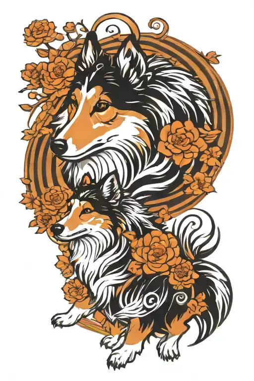 Shetland sheep dog breed tattoo design idea