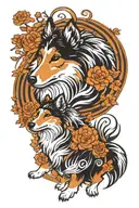 Shetland sheep dog breed tattoo design idea