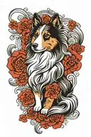 Shetland sheep dog breed tattoo design idea