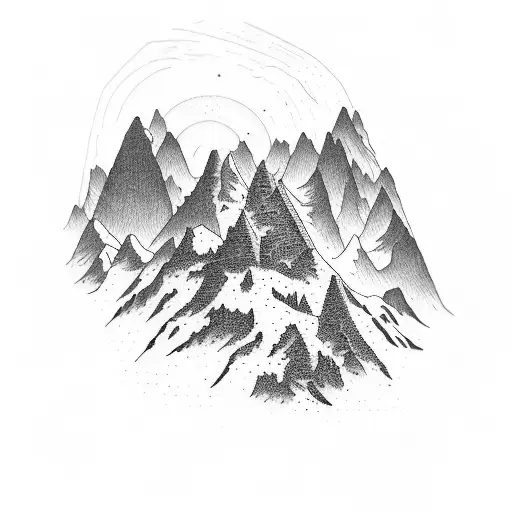 3 hill peaks scene tattoo design idea