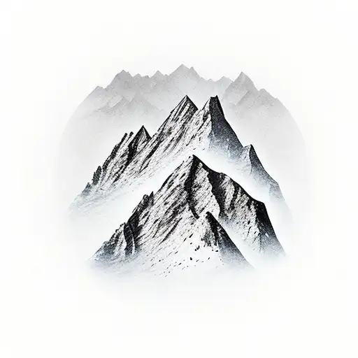 3 hill peaks scene tattoo design idea