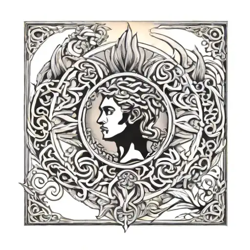 Apollo greek god sun also Celtic tree of life tattoo design idea