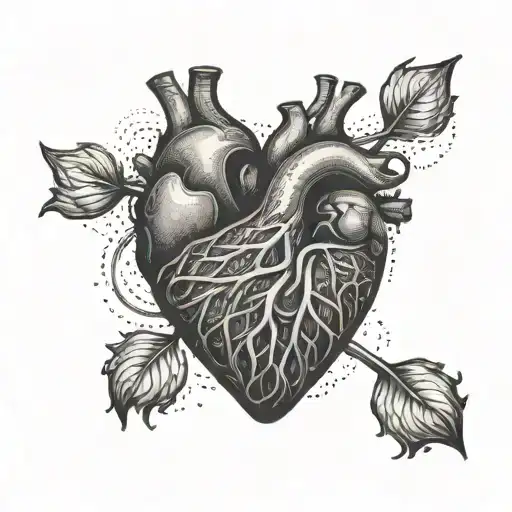 A tattoo design of a heart made of intertwined hands, symbolizing the client's passion for helping people, in dotwork style tattoo design idea