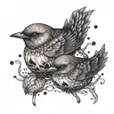 3 birds with a jack-o'-lantern   tattoo design idea