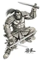 samurai with a gorilla face furious with anger and sword tattoo design idea
