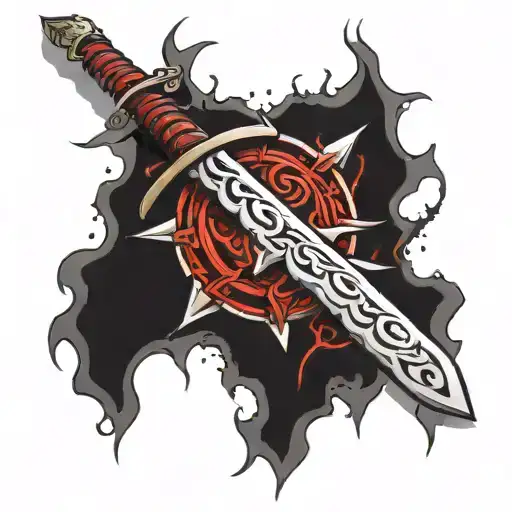 warrior swords blood winner mindset  tattoo design idea