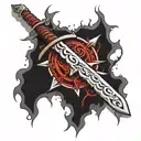 warrior swords blood winner mindset  tattoo design idea