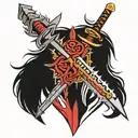 warrior swords blood winner mindset  tattoo design idea