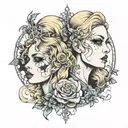 blonde gothic split face   tattoo design idea