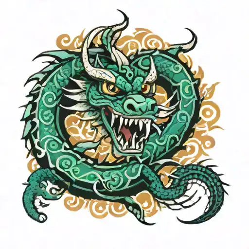 Aztec serpent fighting majestic dark shade  tattoo design idea