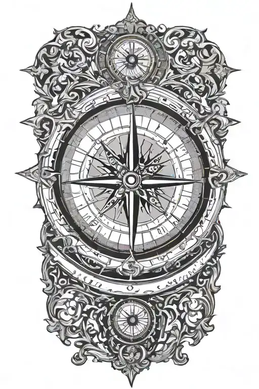 Compass tattoo design idea