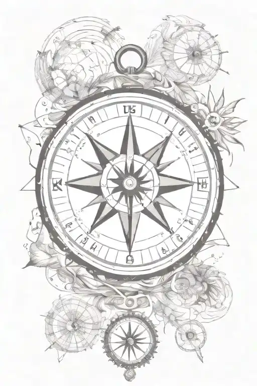 Compass tattoo design idea