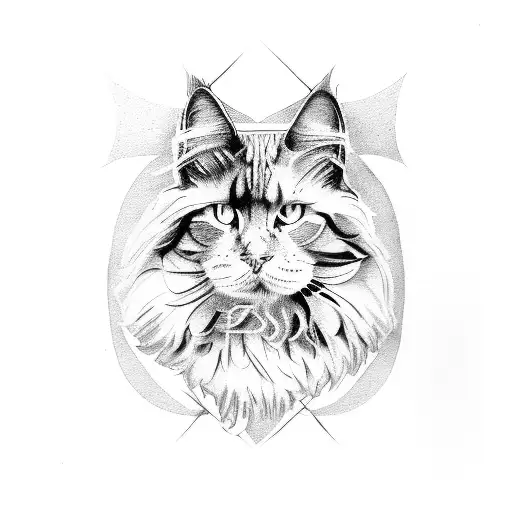 french buldog and maine coon tattoo design idea