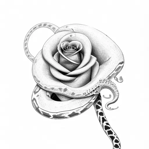 snake and rose tattoo design idea