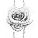 snake and rose tattoo design idea