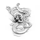 snake wrapped around rose tattoo design idea