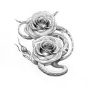 snake wrapped around rose tattoo design idea