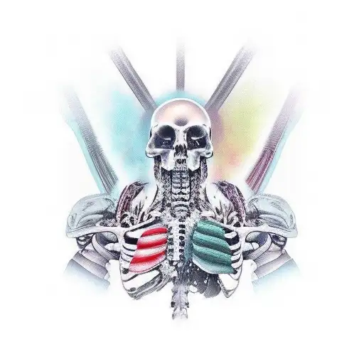 Tattoo on shoulder coming down chest and ribs of dark biomechanics  tattoo design idea