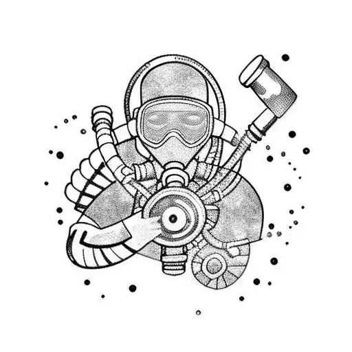 scuba diver with electric bolt on tank tattoo design idea