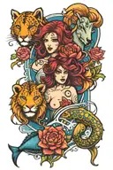 Aquarius, Leo, Pisces tattoo design idea