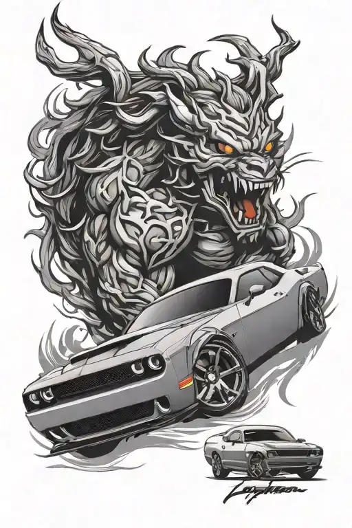dodge challenger srt dodge demon tattoo design idea