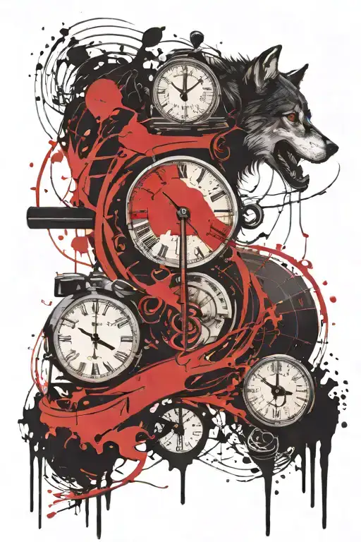 infinity and wolf and moon and balance scales tattoo design idea