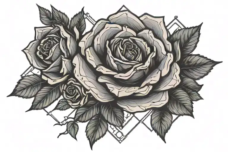 old money rose tattoo design idea
