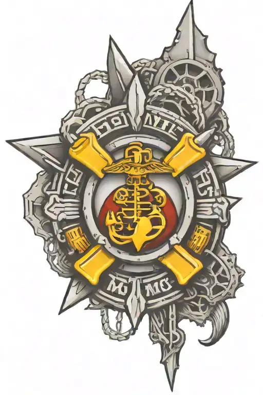 USMC, Paramedic symbol, and Underground Mine Rescue tattoo design idea