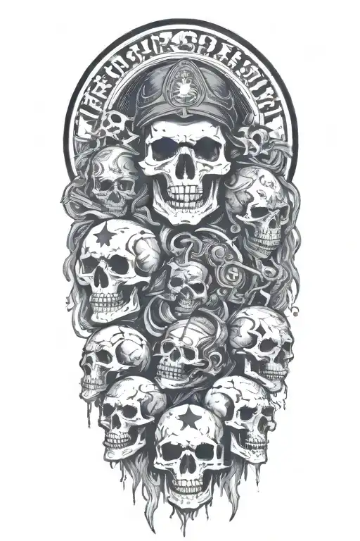 rescue and skulls incorporate battle born and south carolina tattoo design idea