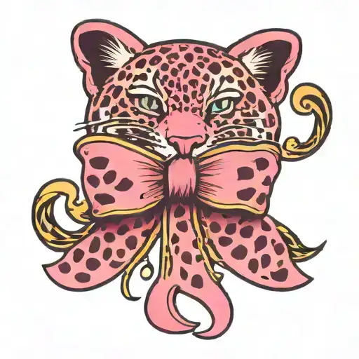 pink leopard print bow tattoo tattoo design idea