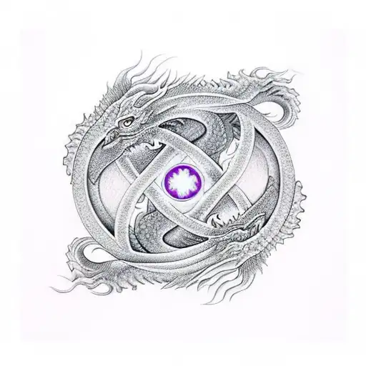 Dragon, infinity symbol, ying and yang tattoo design idea