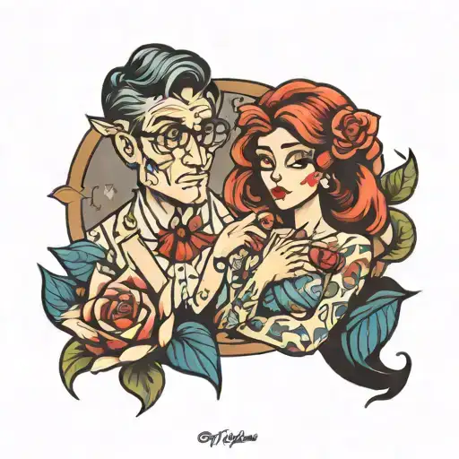 mom AND dad flo de loto tattoo design idea