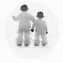 A minimalist design featuring two small silhouettes of your sons holding hands, symbolizing their strong bond despite their height difference. tattoo design idea