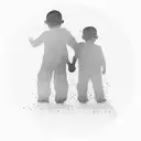 A minimalist design featuring two small silhouettes of your sons holding hands, symbolizing their strong bond despite their height difference. tattoo design idea